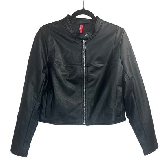 NWT Spanx II Moto Faux Leather Luxe Black Jacket Women’s Size Large - Picture 5 of 12